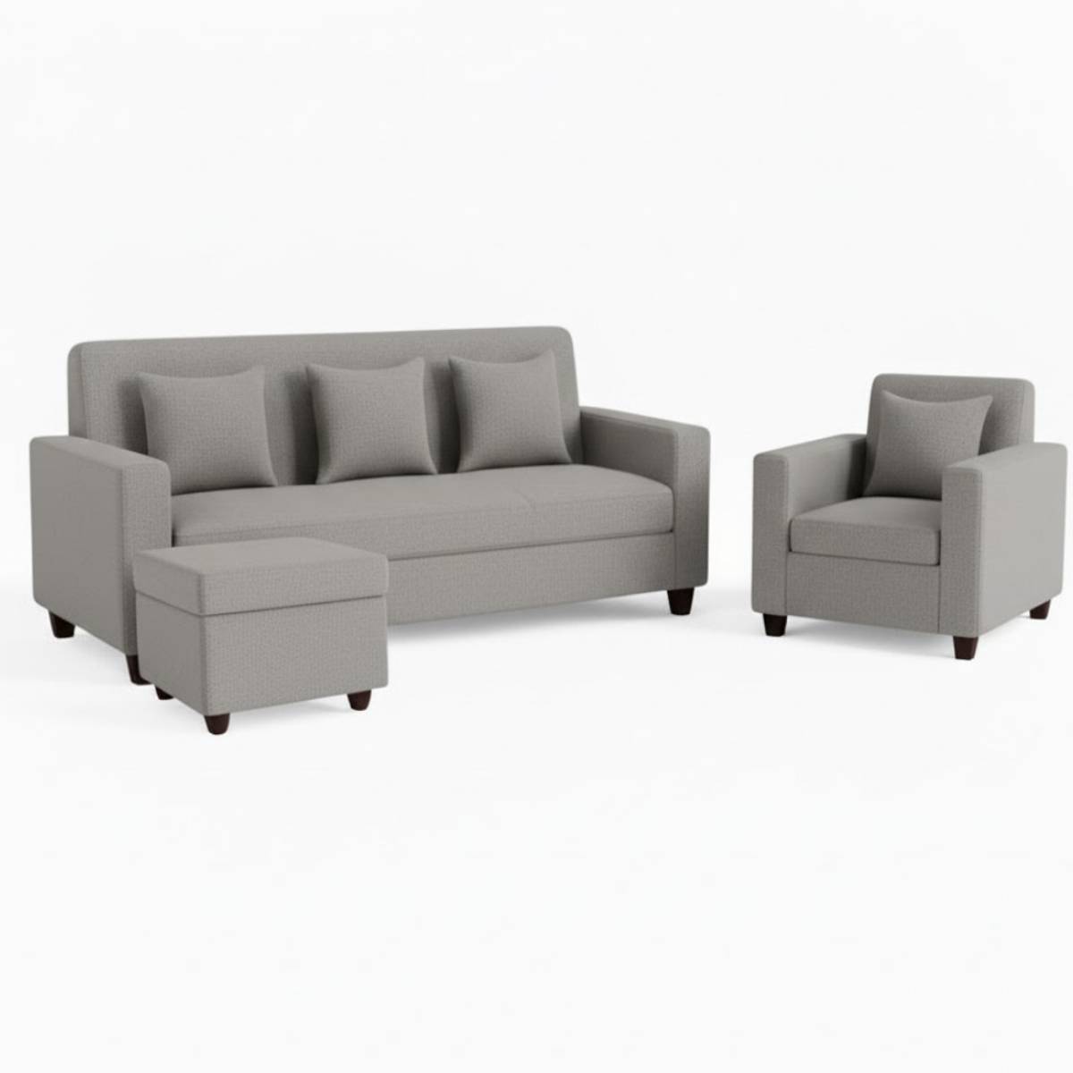 WAKESURE Premium Quality (3 Seater + 1 Seater ) With Ottoman Jute Fabric 3 + 1 + 1 Sofa Set — photo 2