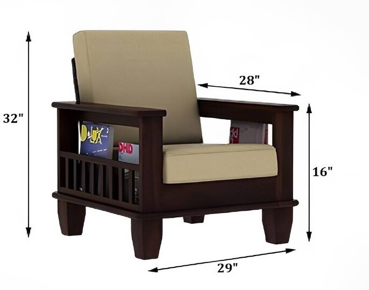 Vinod Furniture Solid Sheesham Wood For Living Room , Hotel . Fabric 3 + 1 + 1 Sofa Set — photo 4