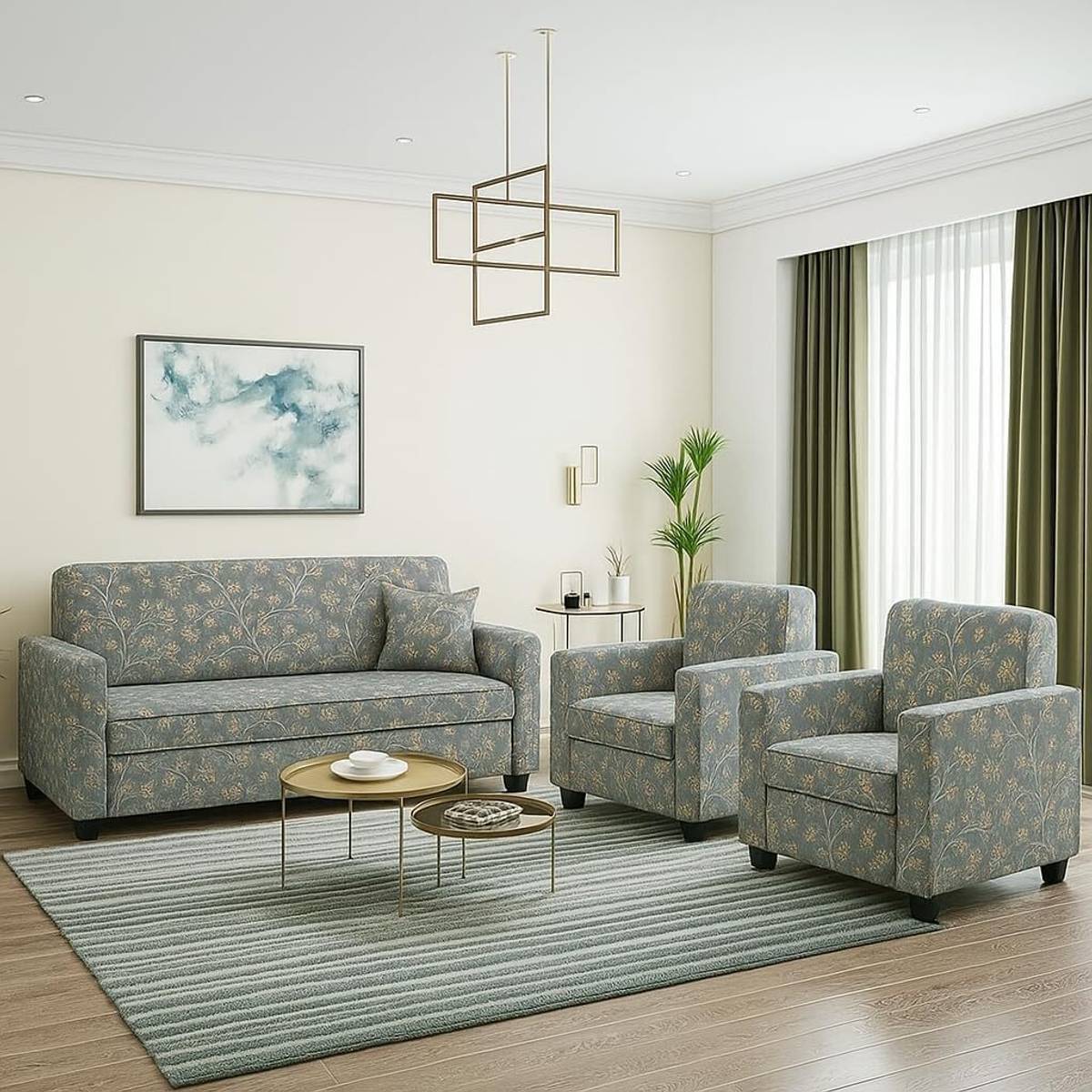 Kendalwood Furniture fabric sofa set | fabric sofa set 5 seater | sofa set for living room Fabric 3 + 1 + 1 Sofa Set