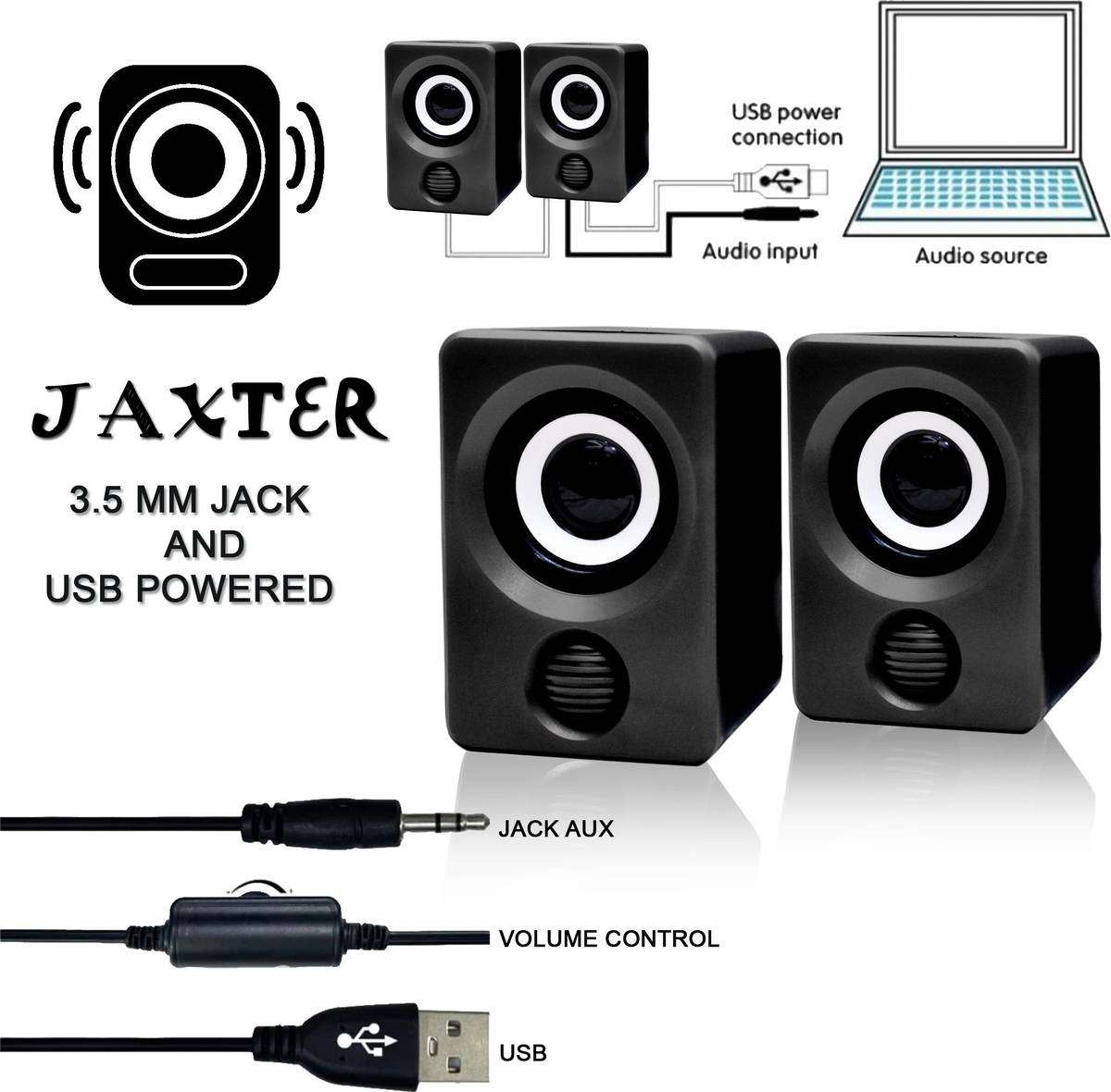 JAXTER 6W Computer Speaker with Deep Bass | USB Powered | Clear Stereo Sound | Mobile 6 W Bluetooth Laptop/Desktop Speaker