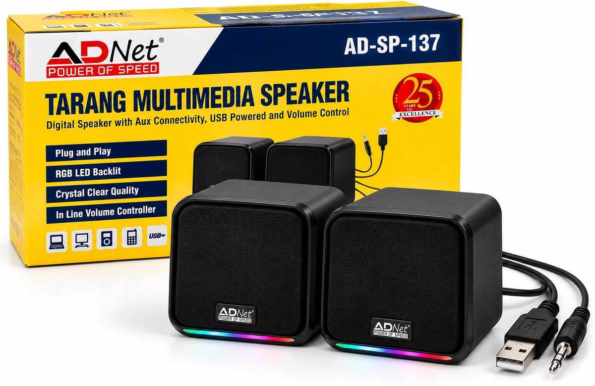 ADNet TARANG MULTIMEDIA SPEAKER Digital Speaker with Aux Connectivity 6 W Laptop/Desktop Speaker