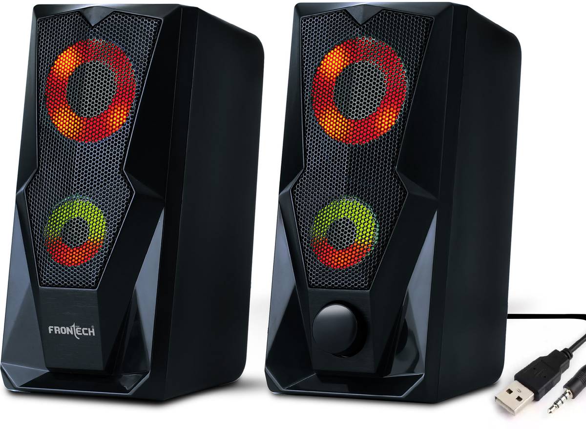 Frontech 2.0 Multimedia Speakers – USB Powered | RGB Lighting | 3.5mm AUX | 12 W Laptop/Desktop Speaker