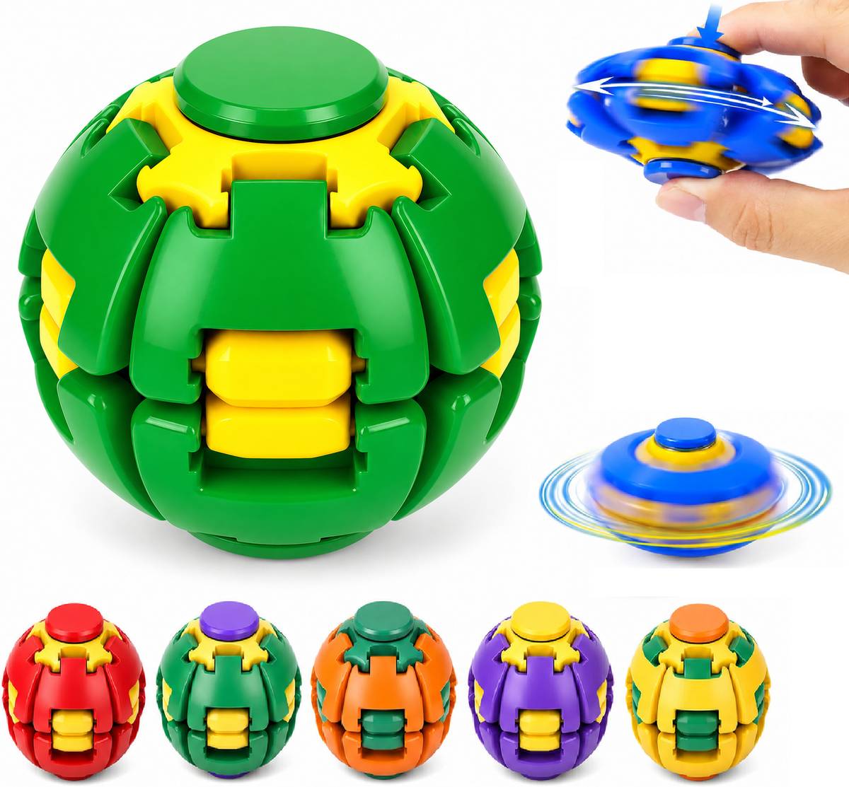 Press to Spin Fidget Spinner Transformable Sensory Ball Stress Relief Toy