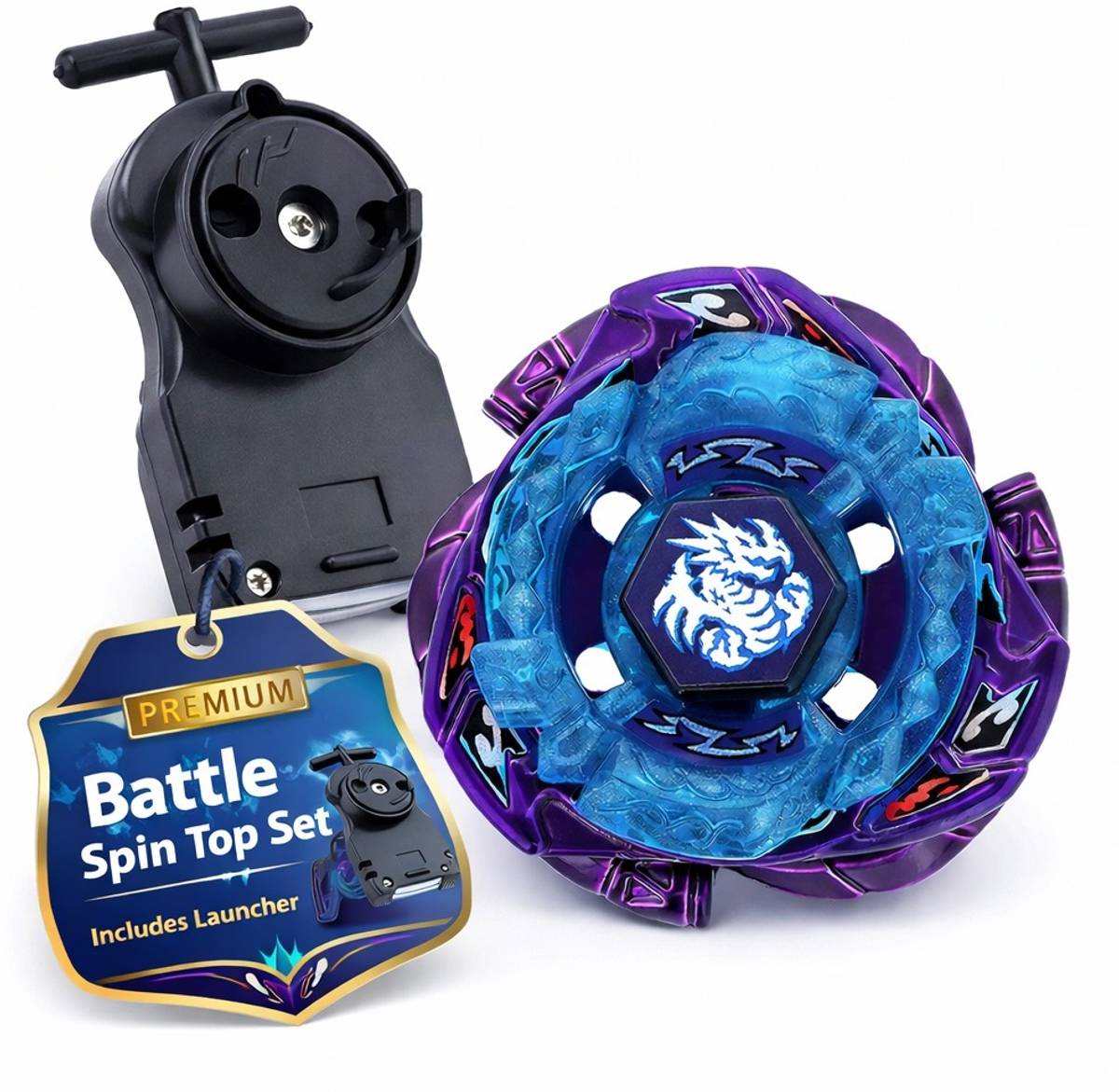 Funstars Omega Dragonis 85XF Rare Metal Fury Spinning Top with String Launcher (BB128)