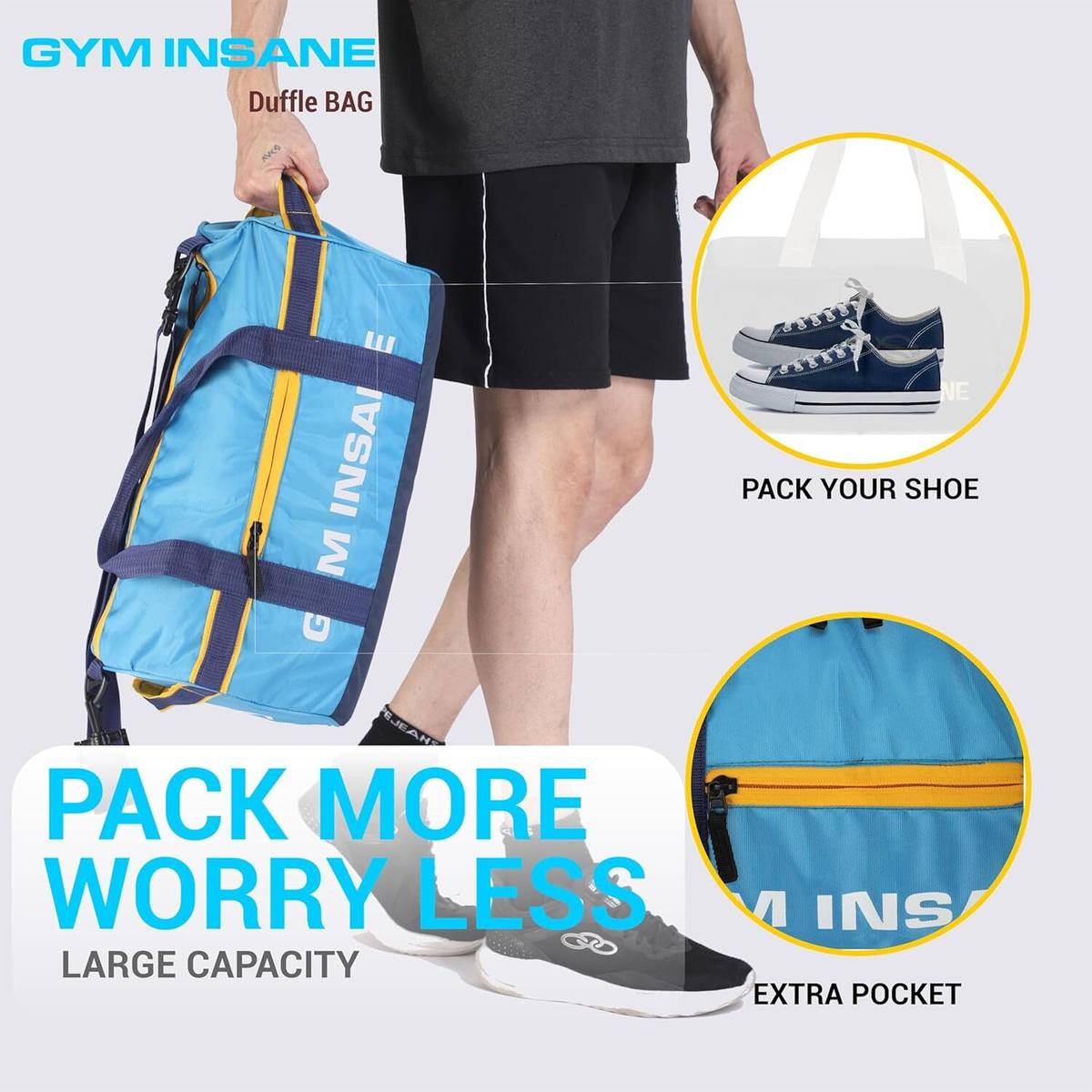 unisex Gym Bags 26 L Polyester Duffle Bag Sports Travel Bag shoulder strap Bag — photo 5