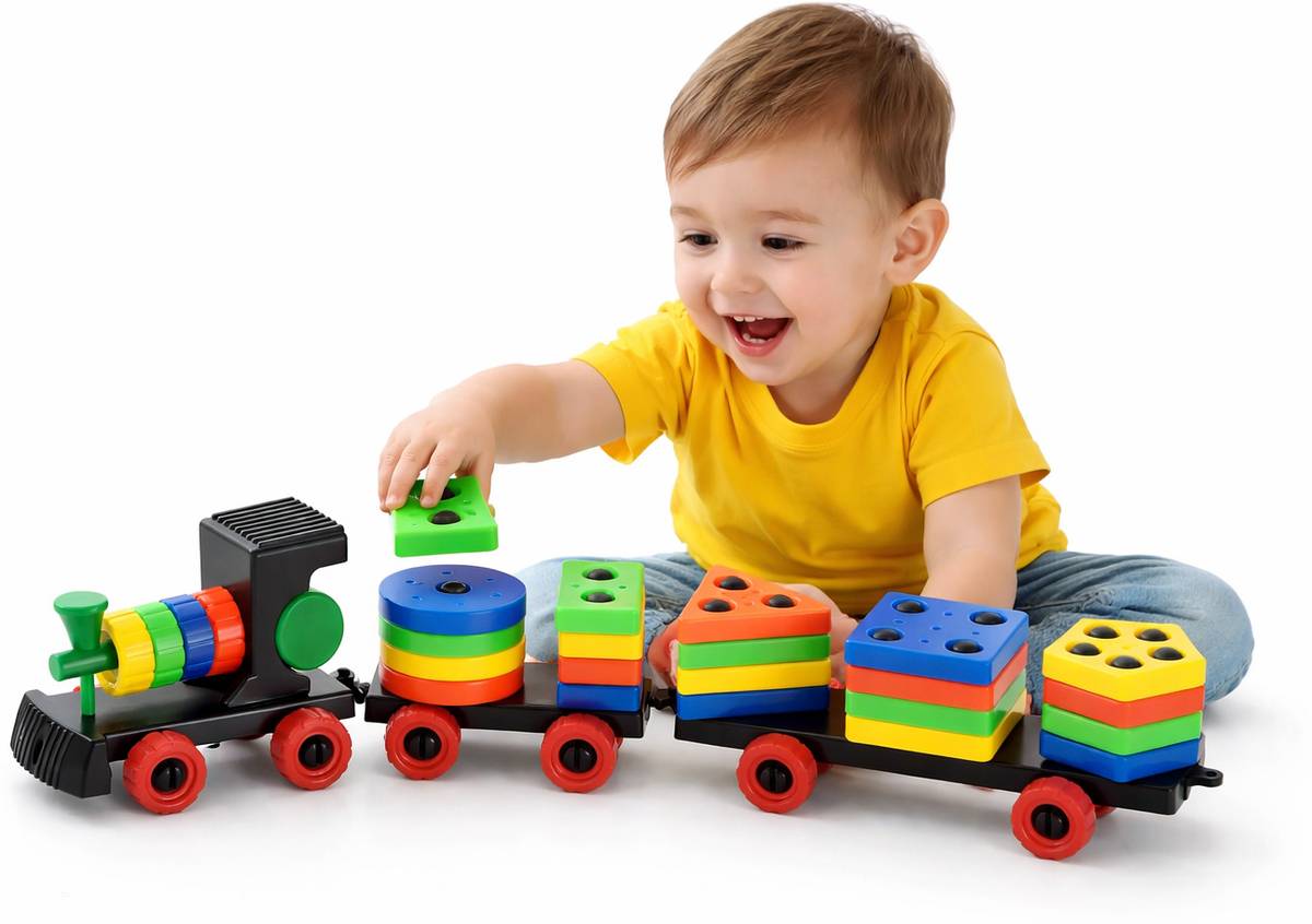 Qbix Geometric Shape Train Puzzle toy