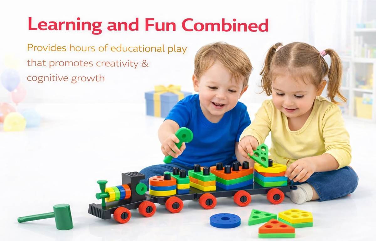 Qbix Geometric Shape Train Puzzle toy — photo 5