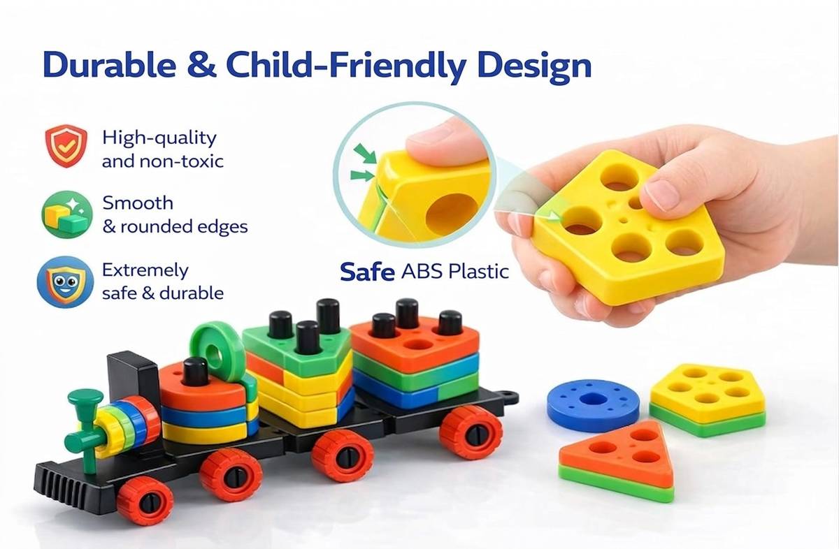 Qbix Geometric Shape Train Puzzle toy — photo 2