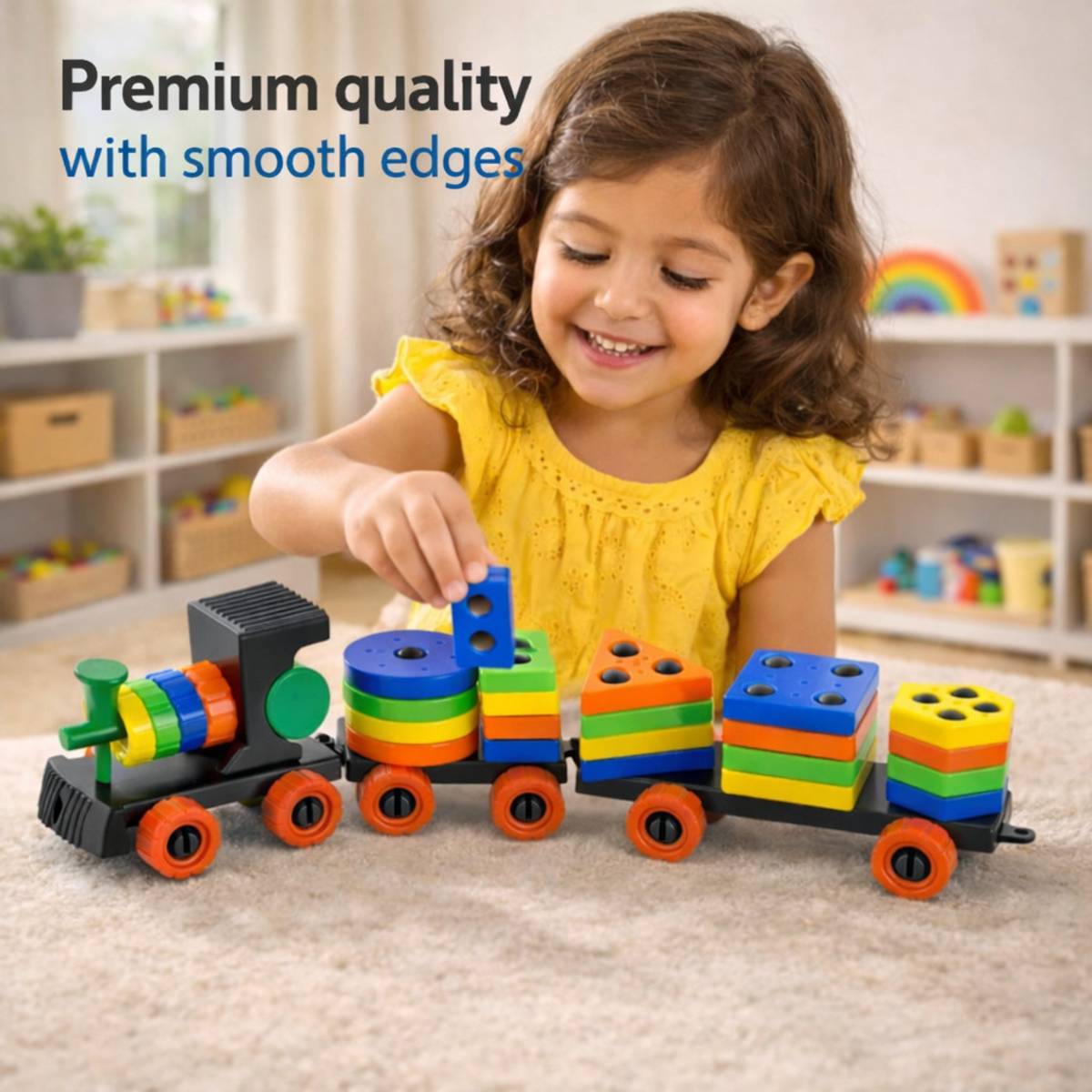 Meetul Enterprise Geometric Train Shape Sorting Stacking Toy for Kids Learning Puzzle — photo 5