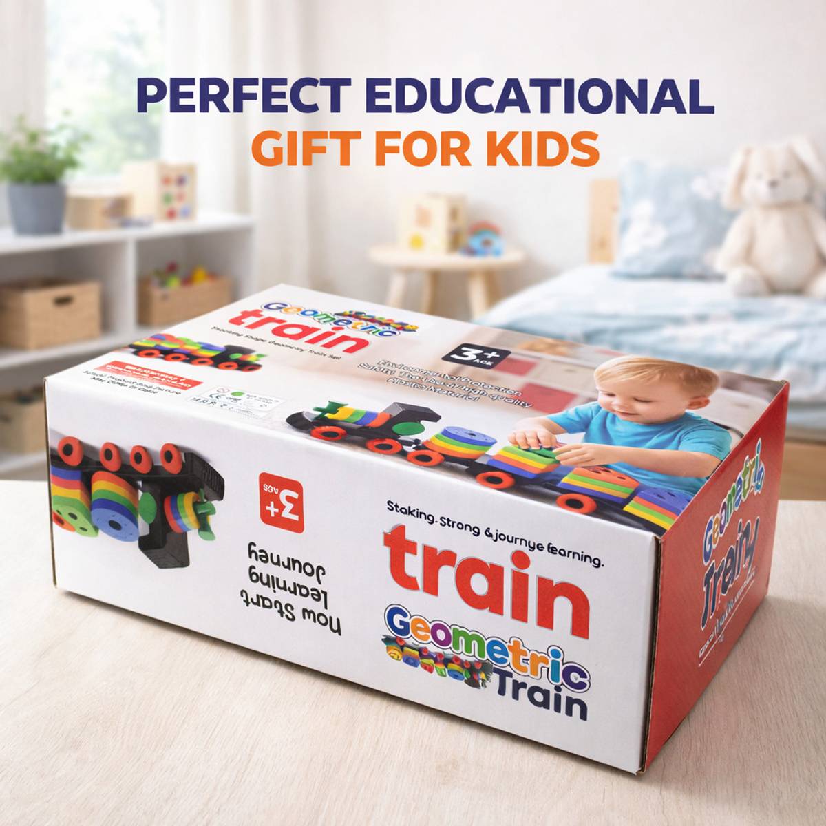 Meetul Enterprise Geometric Train Shape Sorting Stacking Toy for Kids Learning Puzzle — photo 4