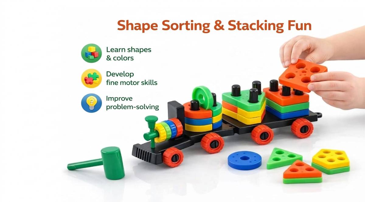 Qbix Geometric Shape Train Puzzle toy — photo 3
