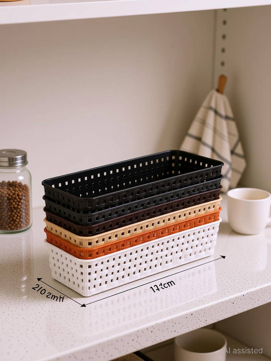 AK10ZONE Plastic Multipurpose Desk Organizer Tray Office Drawer Dividers Storage Bins for Kitchen Storage Basket