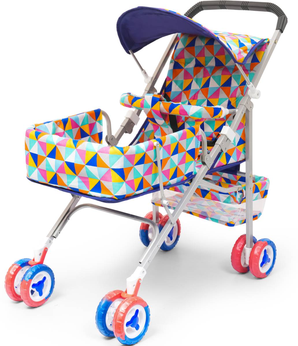 V House Magic Vibrant Geometric Print Baby Pram and Stroller with Adjustable Sun Canopy Pram