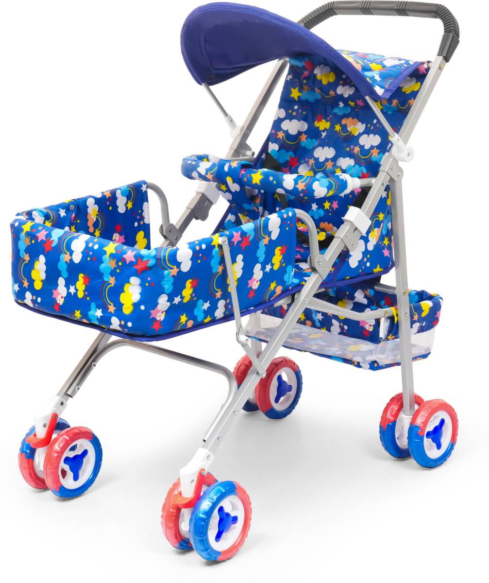 V House Magic Vibrant Geometric Print Baby Pram & Stroller with Adjustable Sun Canopy Pram