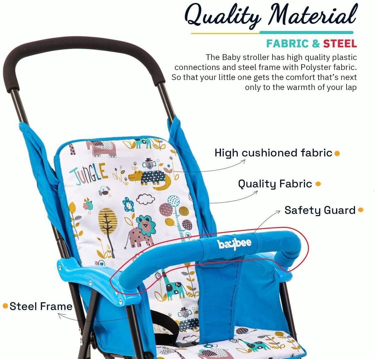 baybee Canopy Baby Stroller/Pram for kids 5 Point Safety harness with 2Recline Position Stroller — photo 3