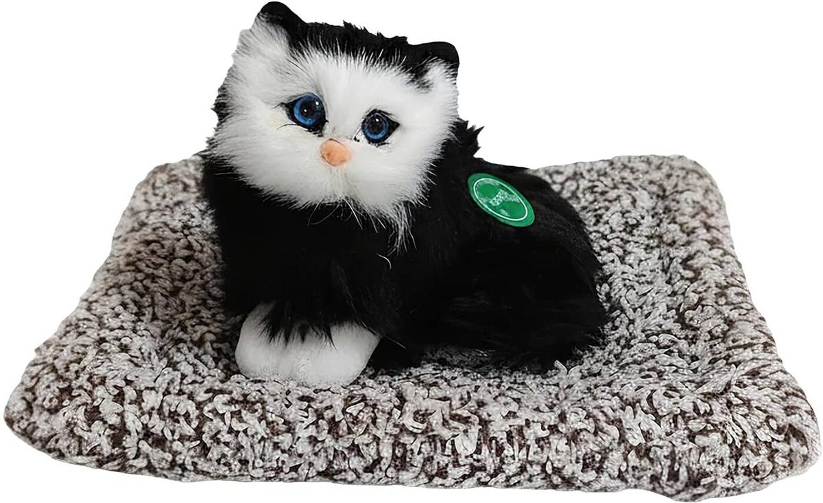 TTW Cute Sleeping Cat on Carpet Silicone Animal Toy for Meow Sound, Gift for Kids  - 6 cm