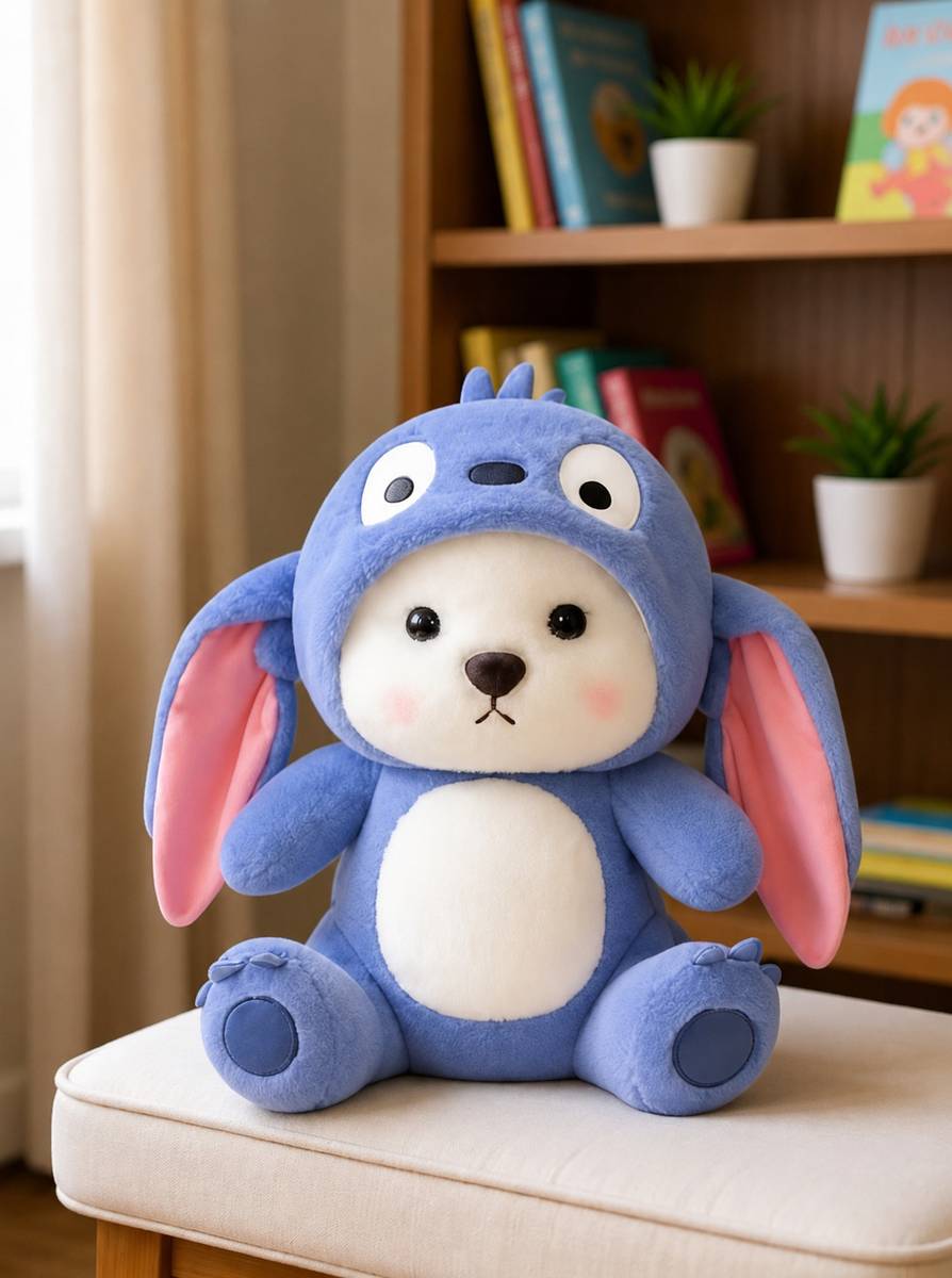 Toy City Hoodie Bear Soft Toy Sky Blue, Long Ears, Cute & Trending Plush for Kids  - 28 cm — photo 2