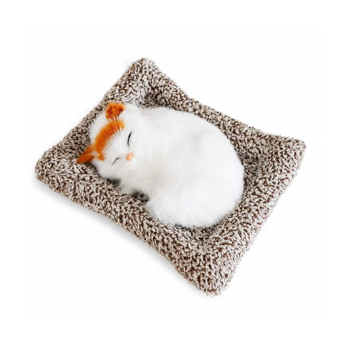 Pravyon Sleeping Cat Plush Toy with Press Simulation Sound|Soft Toys with Meaw voice - 18 cm
