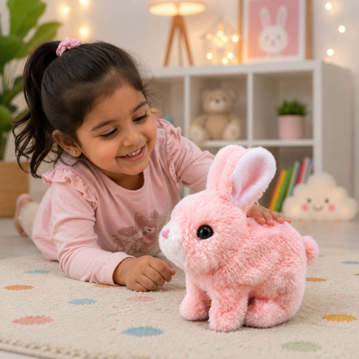 Washable Pink Bunny Soft Toy Kids Sleeping Companion  - 18 cm — photo 4