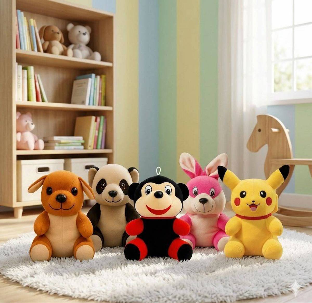 SINGLA TRADERS Premium Cartoon Characters Stuffed Toys Pack Of 5 For Kids - 7 inch