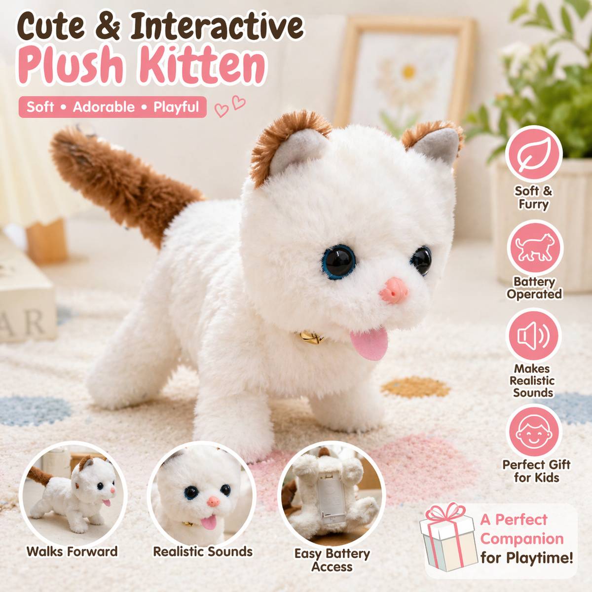 Ryan Toys Cute Walking Plush Cat Toy with Sound for Boys & Girls — photo 2