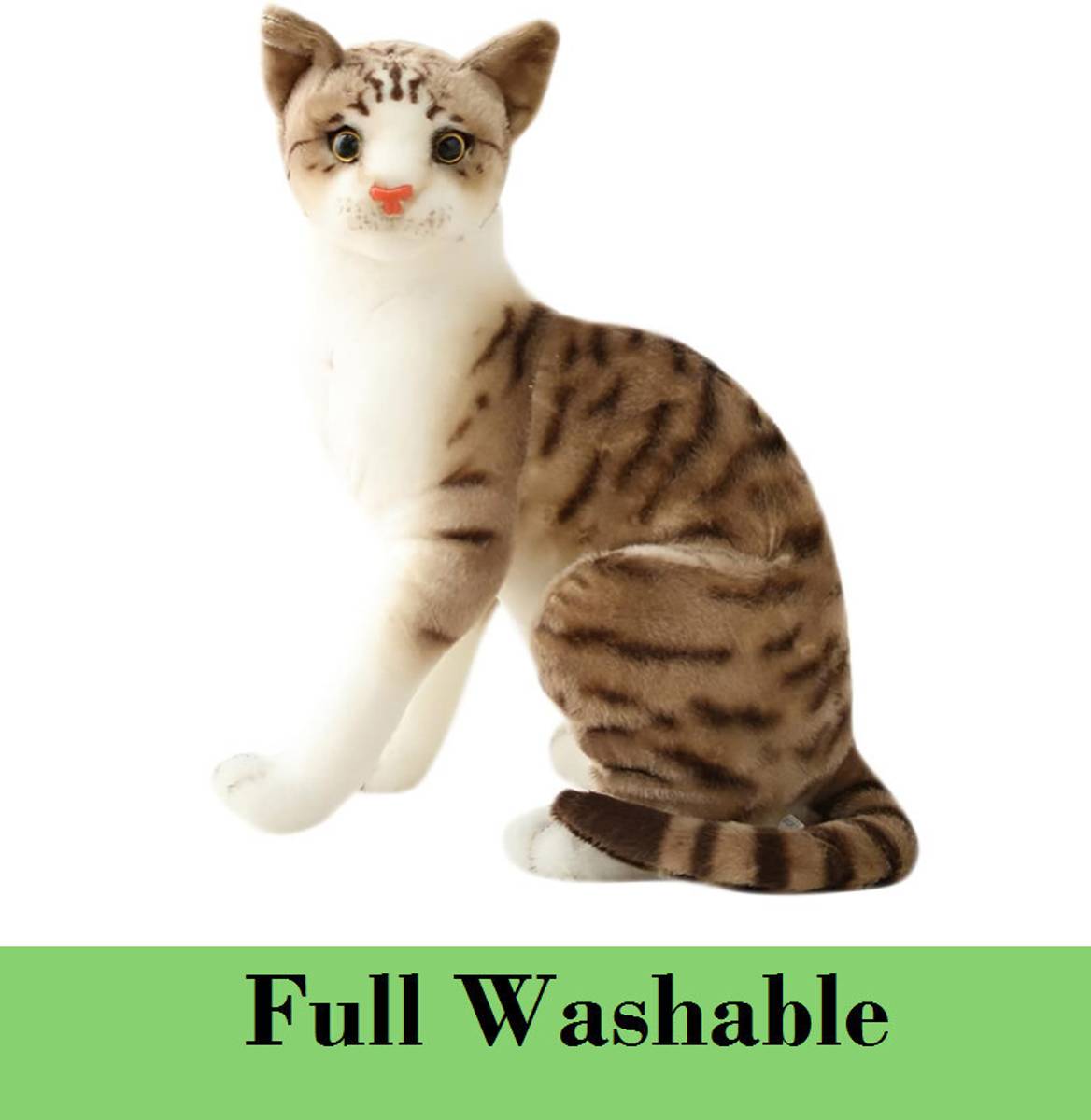 Realistic Brown Tabby Cat Soft Toy – 25 cm | Stuffed Plush Animal Toy for Kids  - 21 cm — photo 3