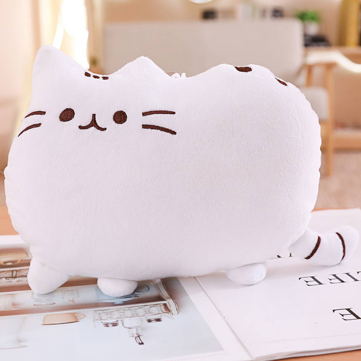 TechMax Solution Cute White Cat Kawaii Pillow Plush Toy  - 30 cm — photo 3