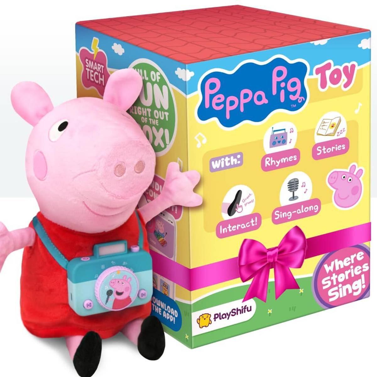 PlayShifu Shifu Peppa Pig Talking Plush Toy, Singing & Stories, Bluetooth Play, Ages 3+