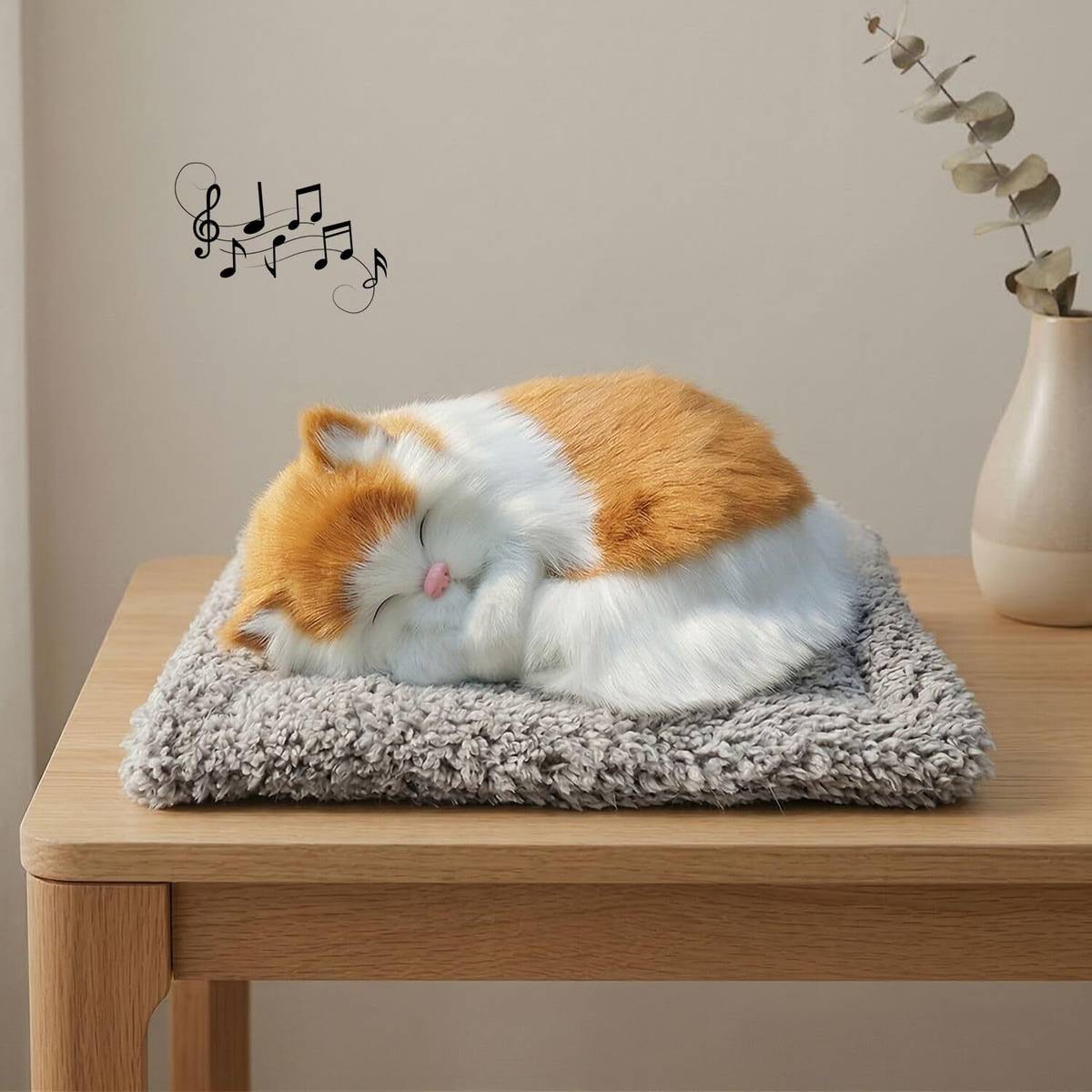 Swastik Sleeping Cat Plush Toy with Press Simulation Sound, Sleeping Cat Soft Toys — photo 2