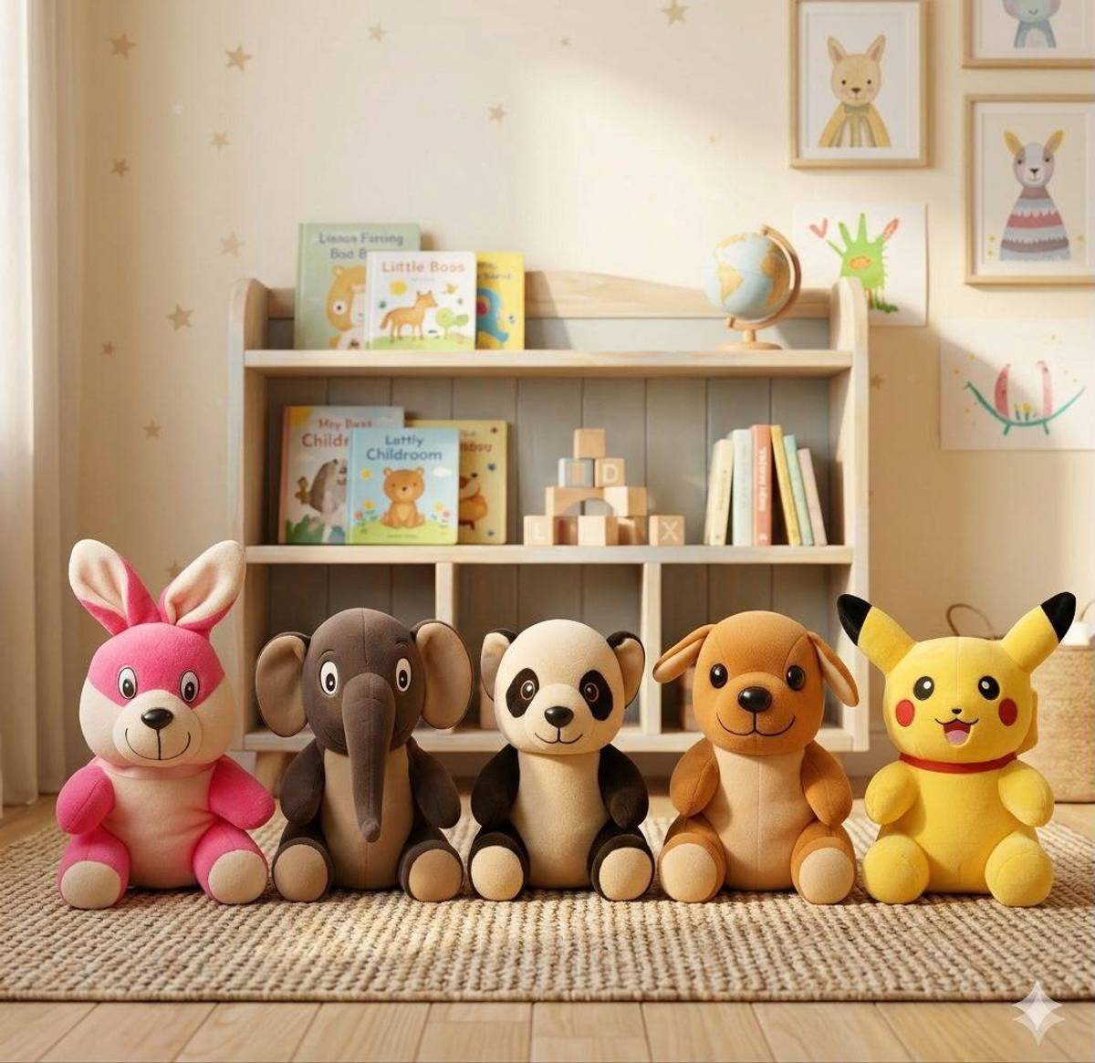 SINGLA TRADERS Premium Cartoon Stuffed Toys Bunny,Pickachu,Dog,Panda,Elephant PackOf5 For Kids - 7 inch