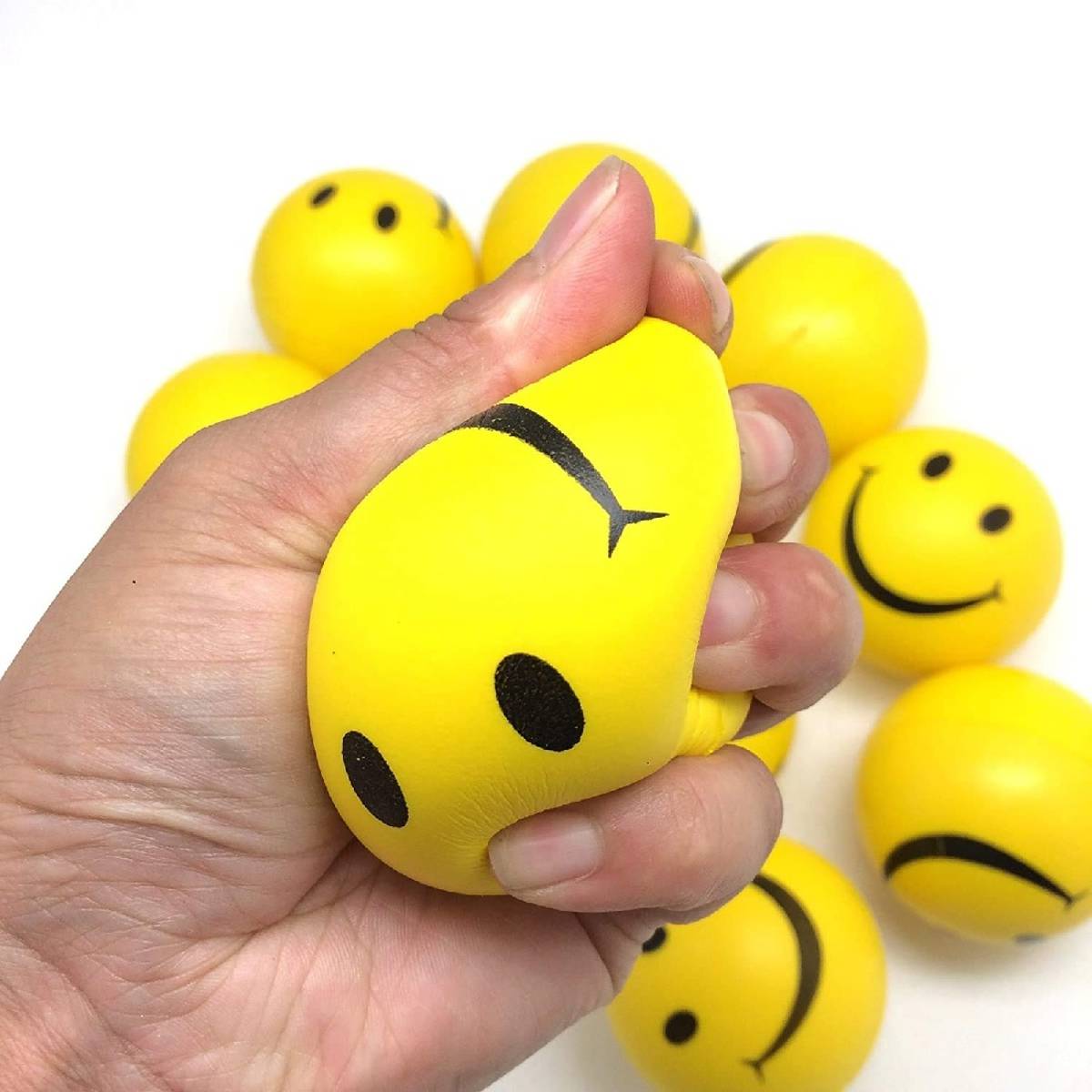 shivay Smiley Face Sponge Soft Funny Yellow Ball, Stress Relief Toy - 8 Pcs - 5 cm — photo 2
