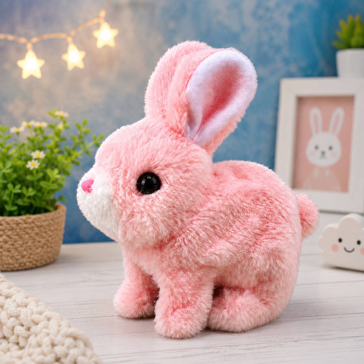 Washable Pink Bunny Soft Toy Kids Sleeping Companion - 18 cm