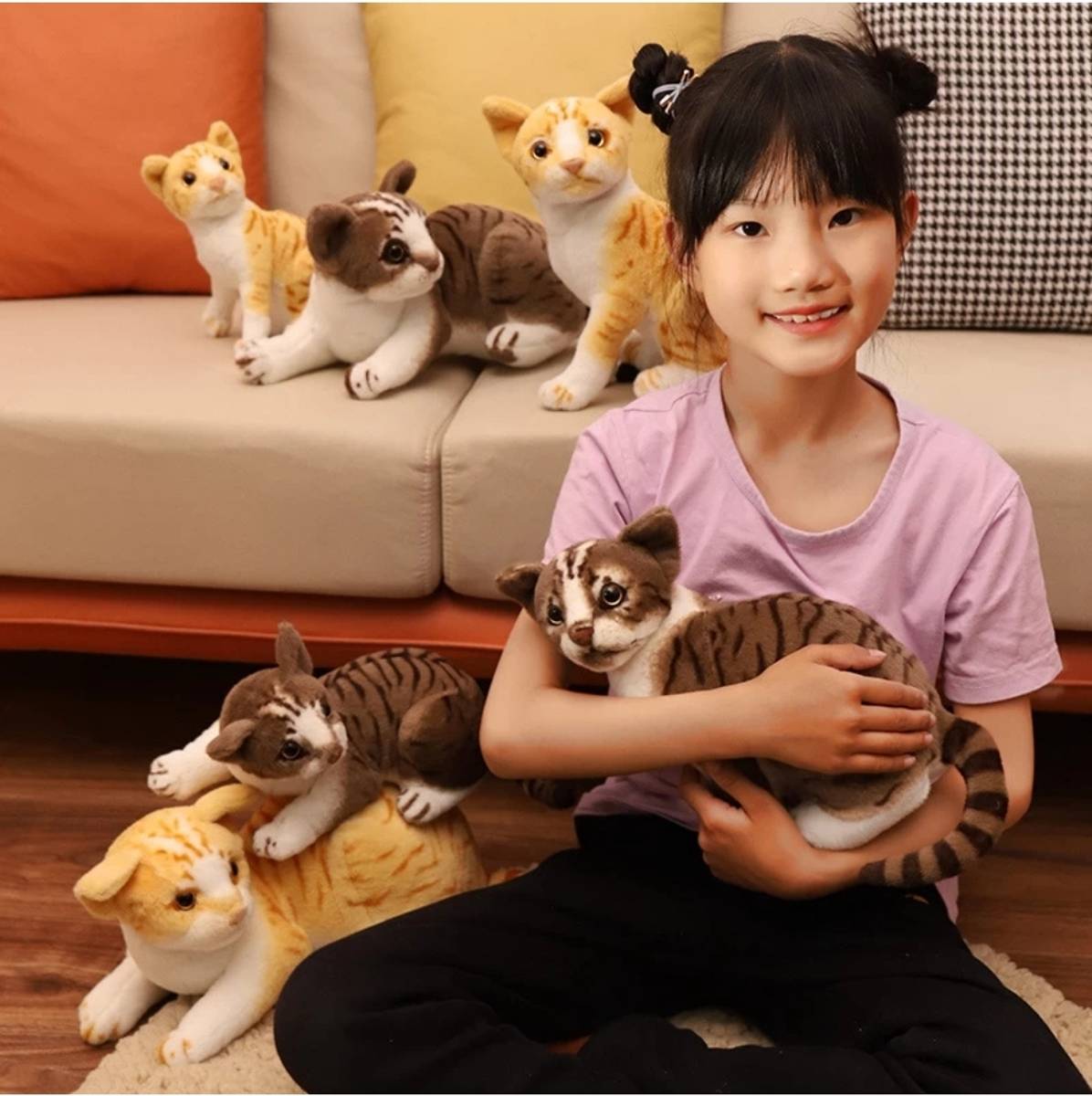 Cat animals 29 cm brown yellow multicolour soft toys - 5 mm