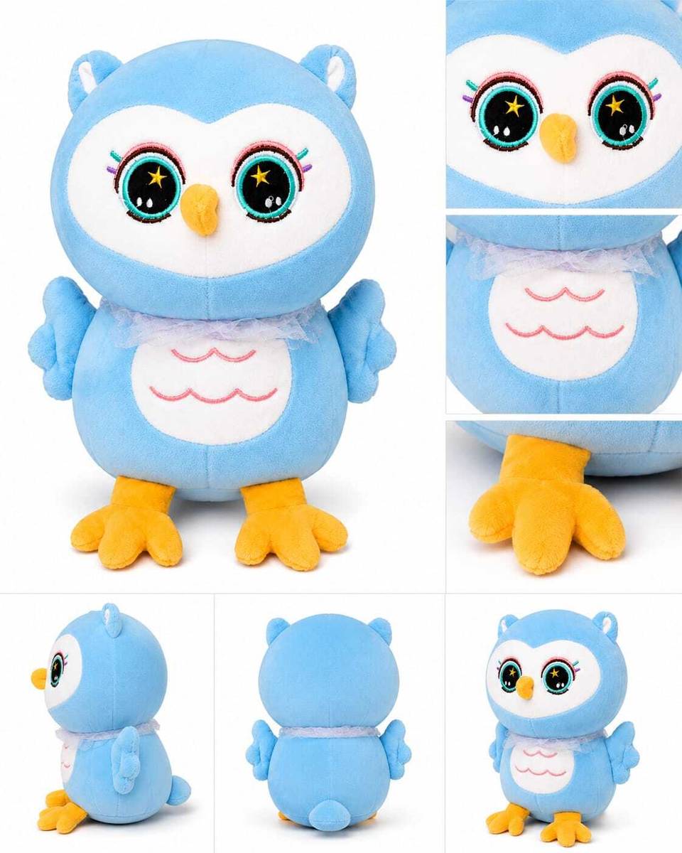 SKYBLUE OWL PLUSH SOFT TOY  - 25 cm — photo 3