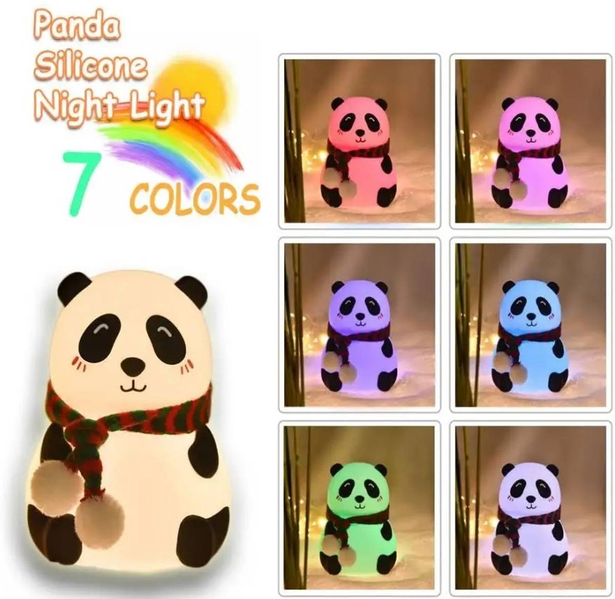 Cute Panda Silicon USB Rechargeable Night Light Lamp with Gesture Control Sensor — photo 4