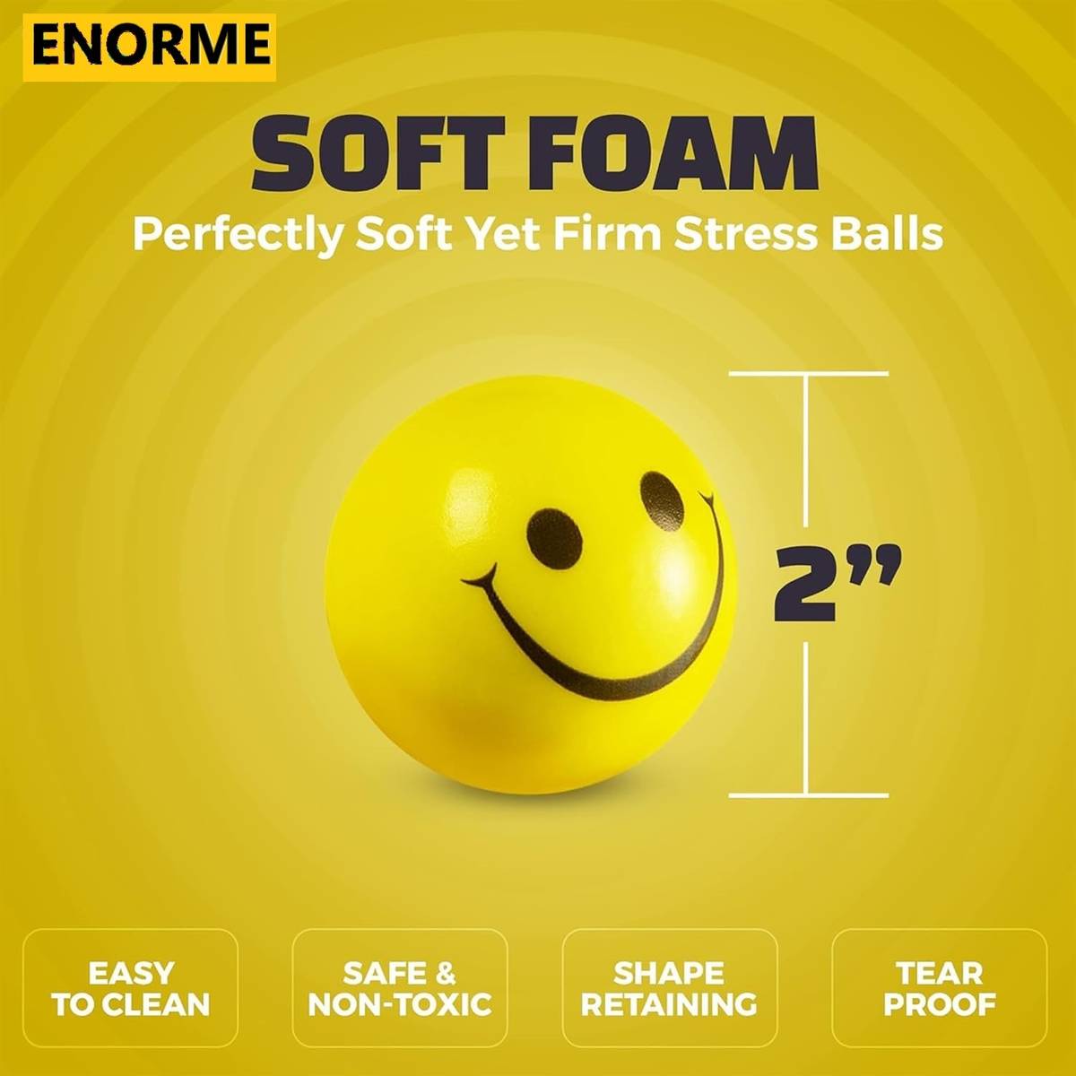 shivay Smiley Face Sponge Soft Funny Yellow Ball, Stress Relief Toy - 8 Pcs - 5 cm — photo 4
