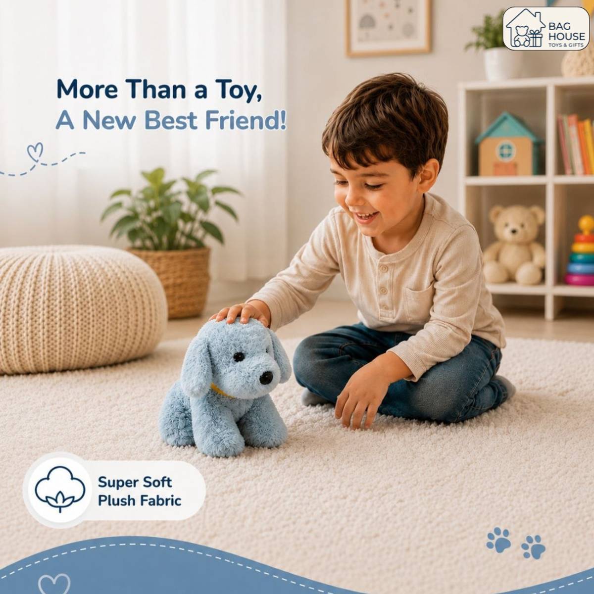 Bag House Cute 22cm Puffy Dog for Kids with Extra Soft Cotton Fabric  - 22 cm — photo 3