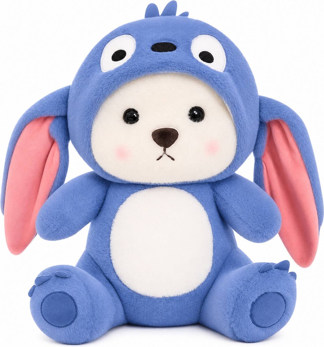 Toy City Hoodie Bear Soft Toy Sky Blue, Long Ears, Cute & Trending Plush for Kids - 28 cm