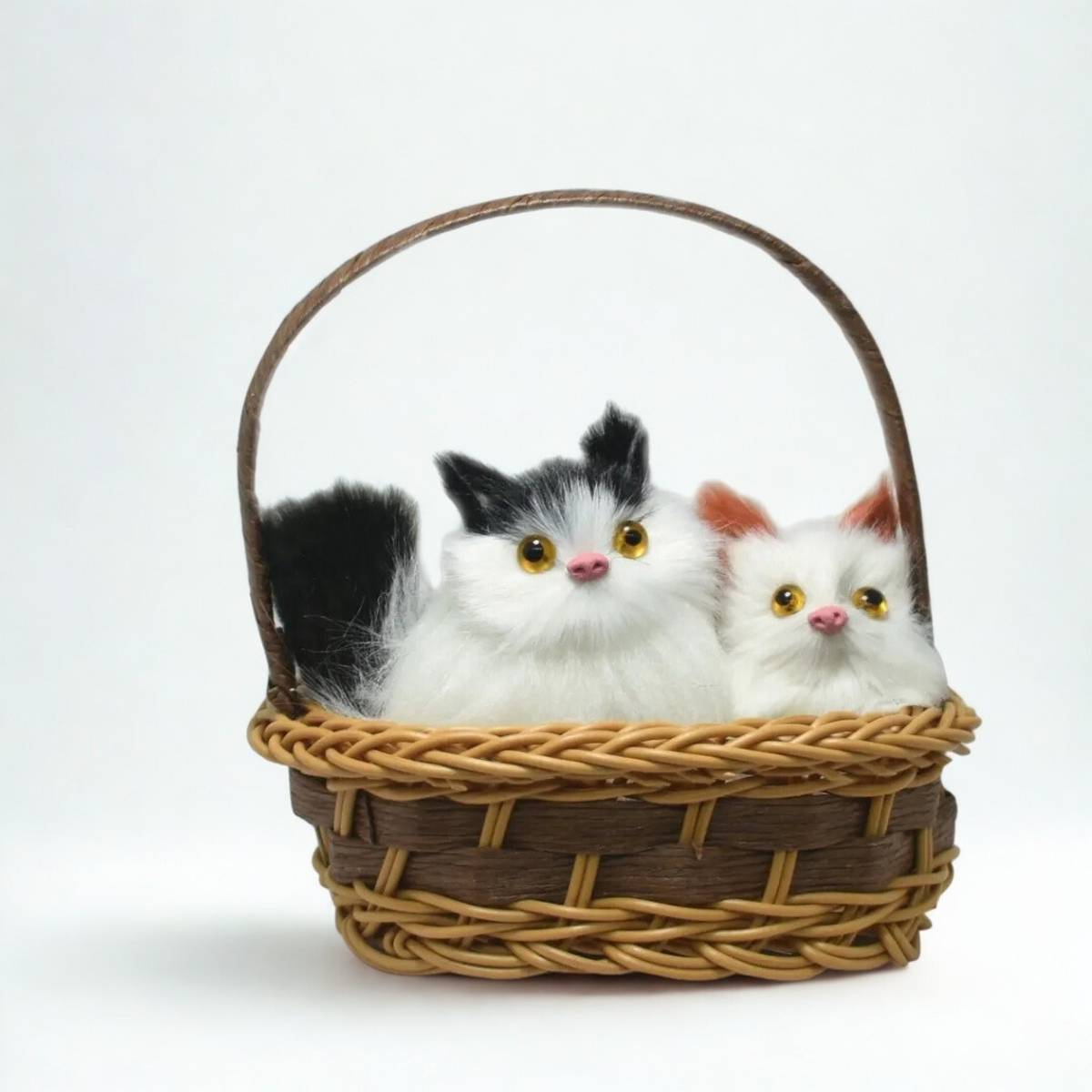 TTW Cute Cat Soft Toy Pair in Basket | Twin Plush Kittens for Kids & Gifting - 60 mm