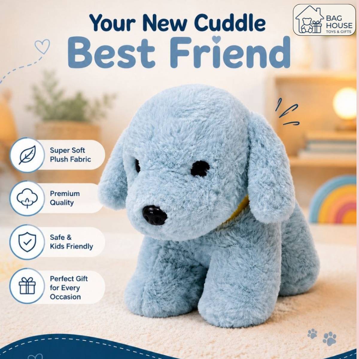 Bag House Cute 22cm Puffy Dog for Kids with Extra Soft Cotton Fabric  - 22 cm — photo 2