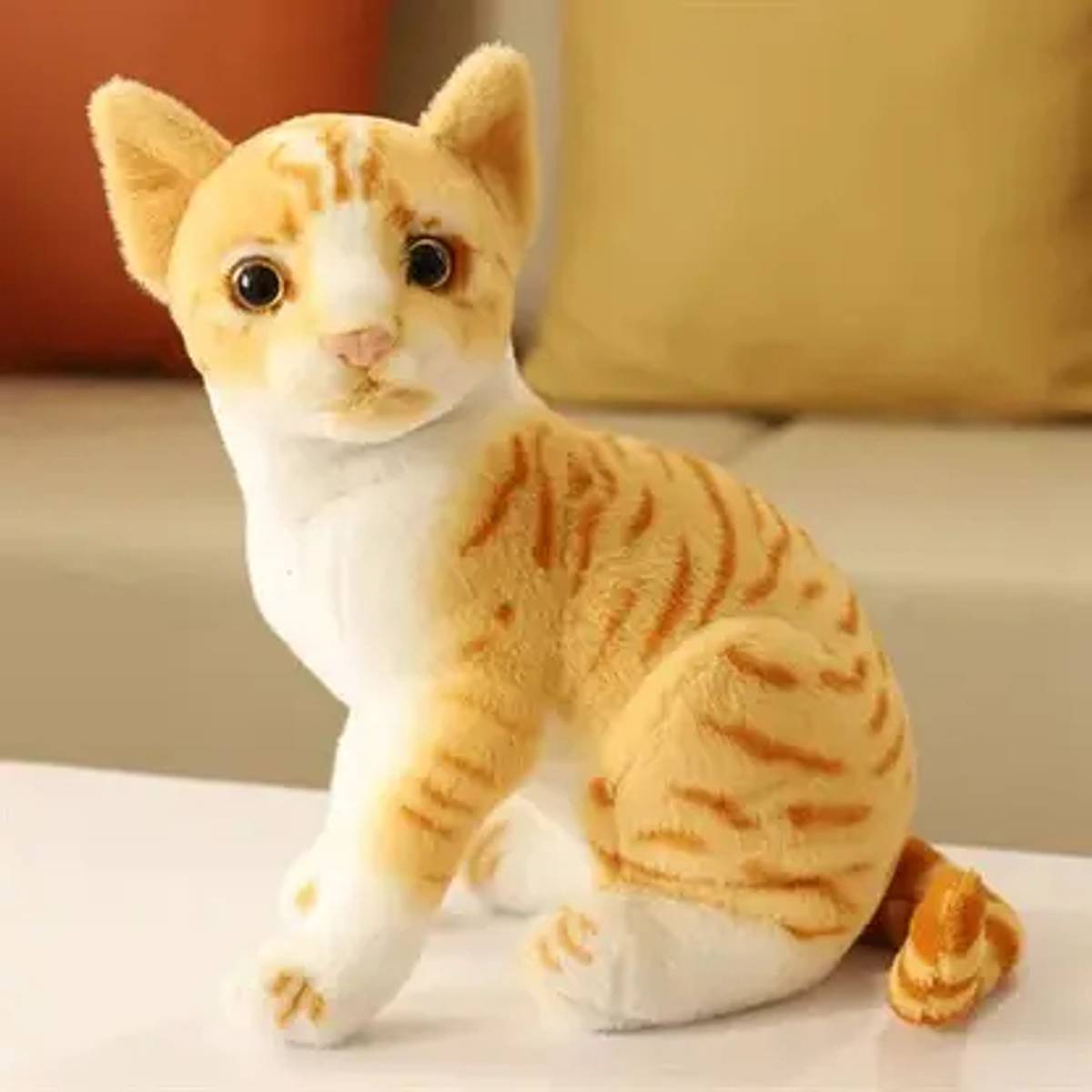 SHREEJI GIFT Adorable Realistic Tabby Cat Soft Toy 25 cm | Plush Stuffed Animal Toy for Kids, - 21 cm