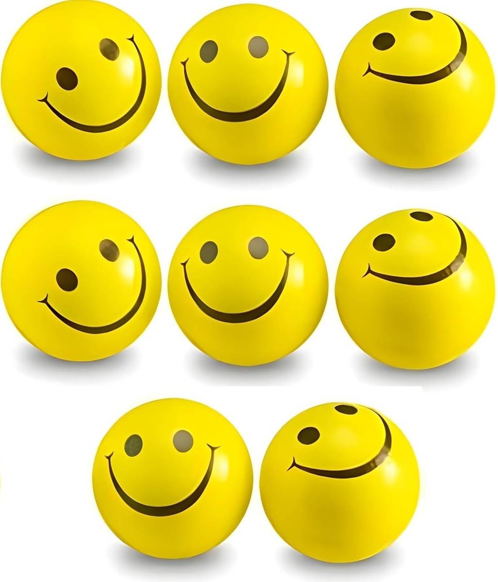 shivay Smiley Face Sponge Soft Funny Yellow Ball, Stress Relief Toy - 8 Pcs - 5 cm