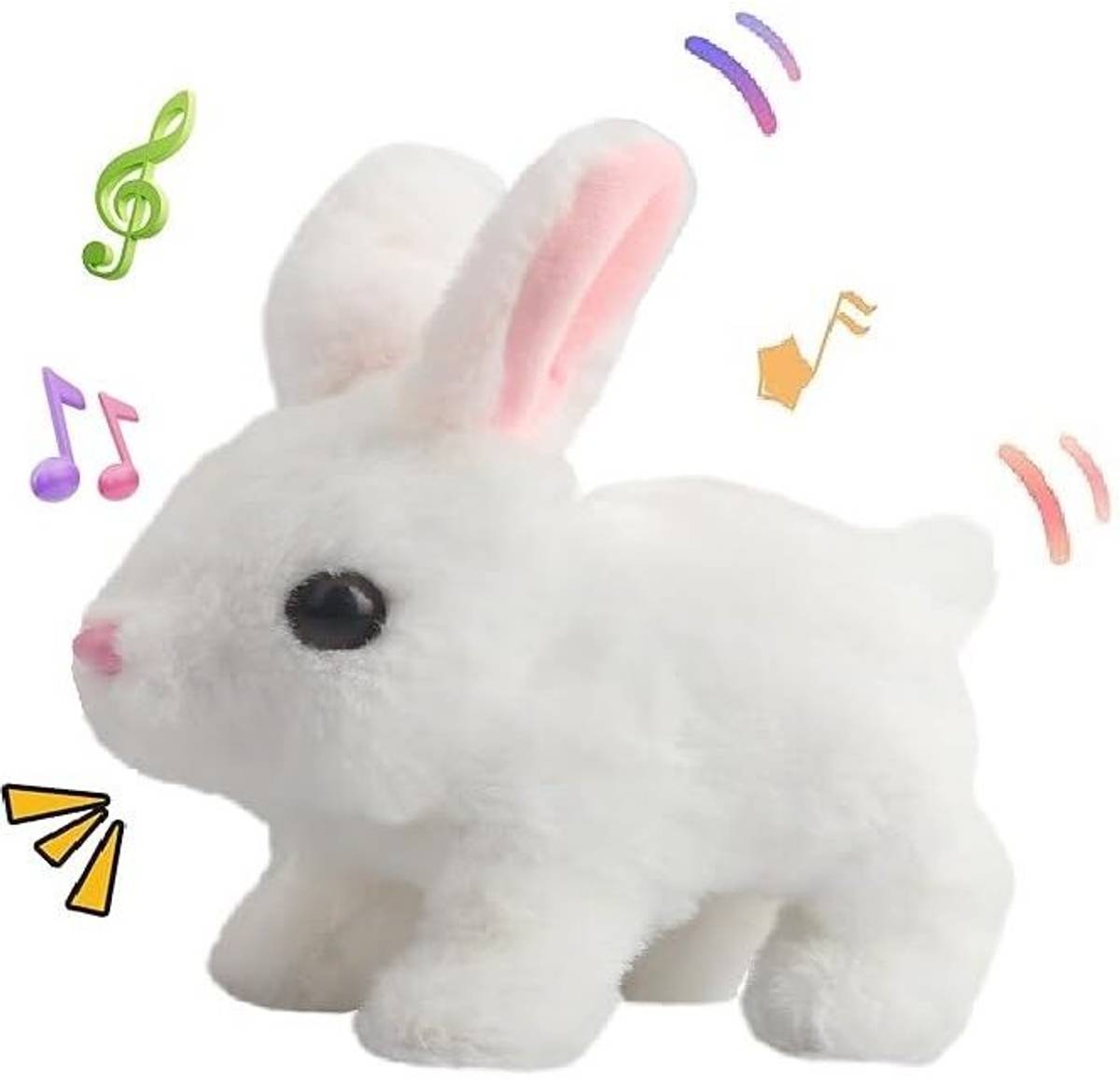 Bitline Hopping Walking Bunny Toy with Sounds Jumping Rabbit Wiggling Ears Nose Mouth - 7 cm