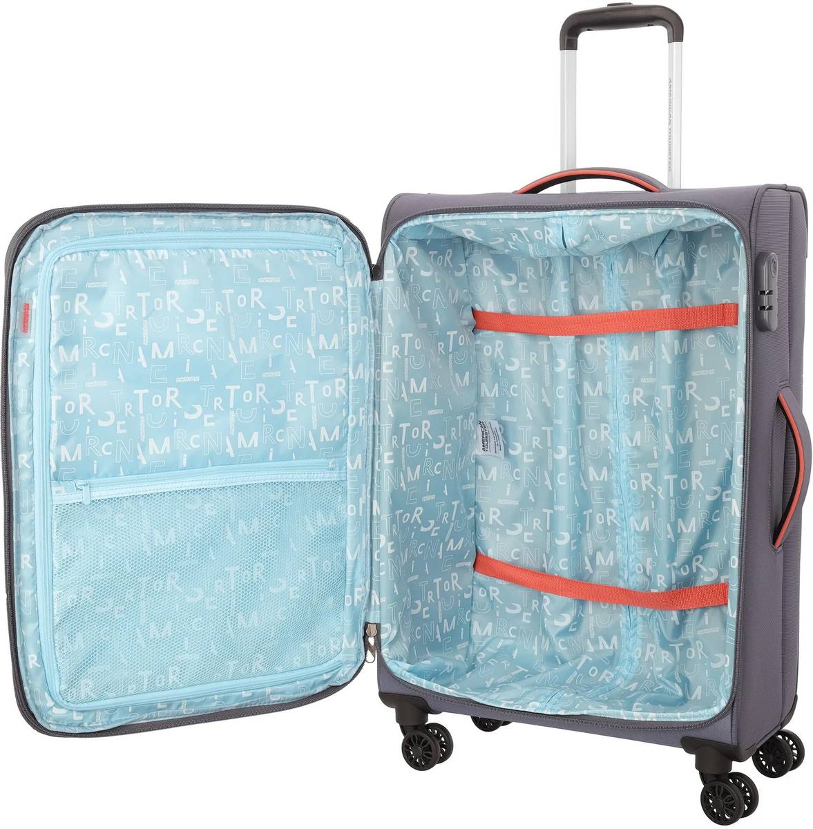 AMERICAN TOURISTER Polyester soft spinner suitcase trolley bag with 8 wheeler & secure Zipper Expandable  Check-in Suitcase 8 Wheels - 27 inch — photo 2