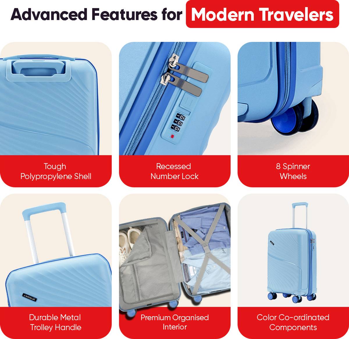 LATTITUDE by Provogue MERIDIAN 65 8W TWILIGHT SEA BLUE / GALAXY BLUE Check-in Suitcase 8 Wheels - 24 inch — photo 4