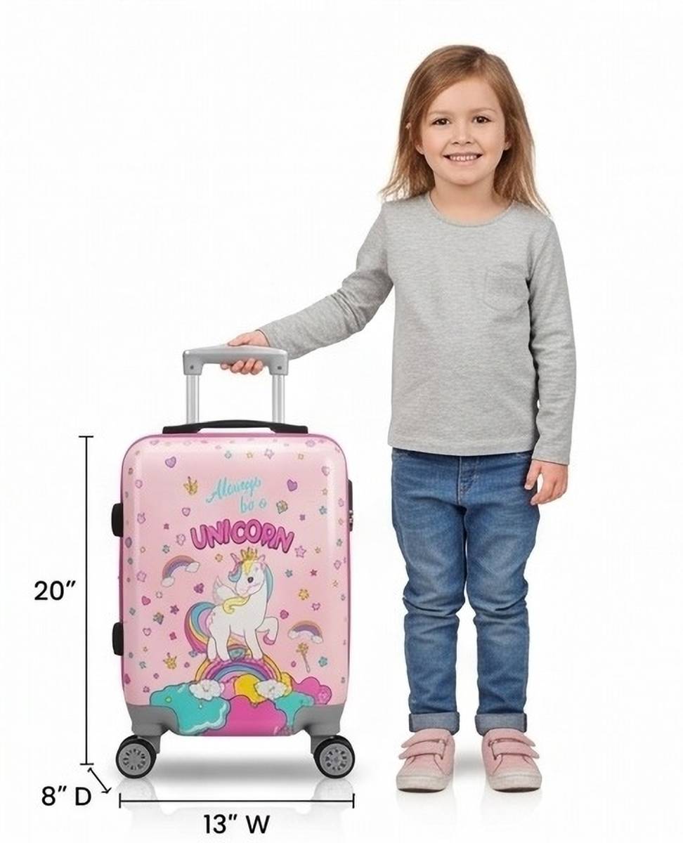 DELWIN ABS Hard Shell Cartoon Print Kids Travel Trolley Bag With 360° spinner wheels Cabin Suitcase 8 Wheels - 20 inch — photo 4