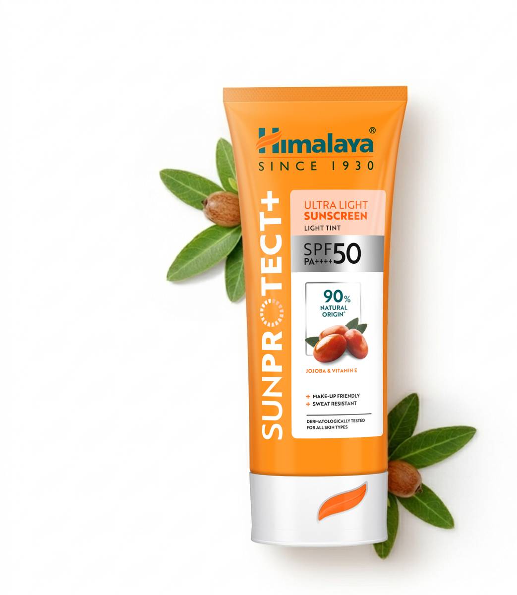 HIMALAYA Sunscreen - SPF 50 PA++++ Sun Protect+ Ultra Light Sunscreen Light Tint