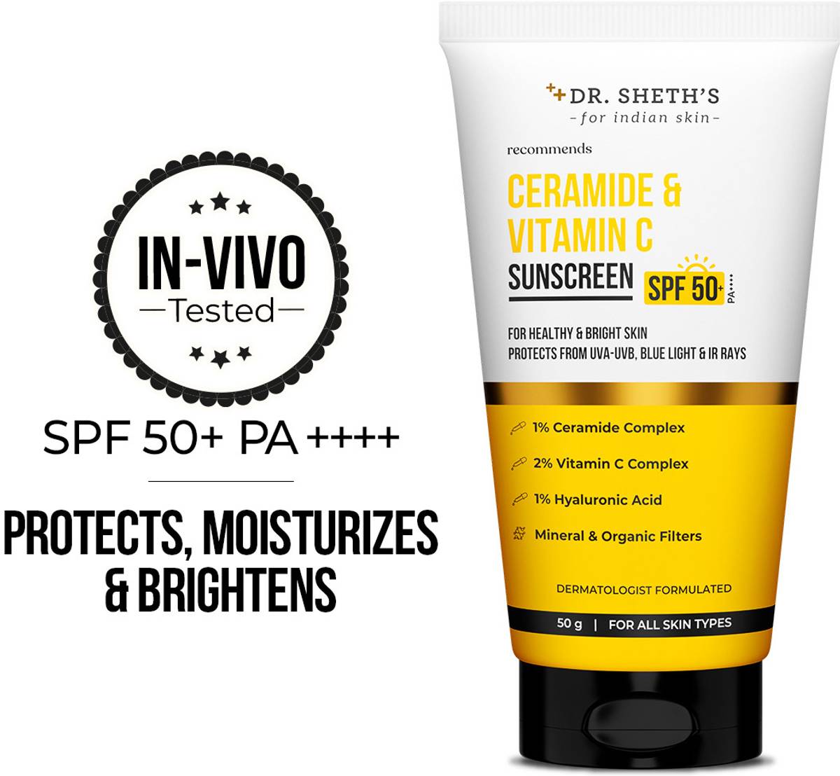 Dr. Sheth’s Sunscreen - SPF 50 PA++++ Ceramide & Vitamin C|SPF 50+ Pa+++| All Skin Types — photo 3