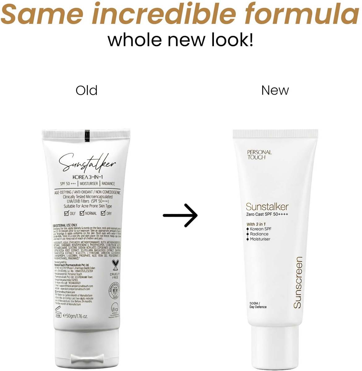 PERSONAL TOUCH SKINCARE Sunscreen - SPF 50 PA+++ Sunstalker 3 in 1 Sunscreen SPF 50 PA+++Lightweight Sunscreen for Women & Men — photo 4