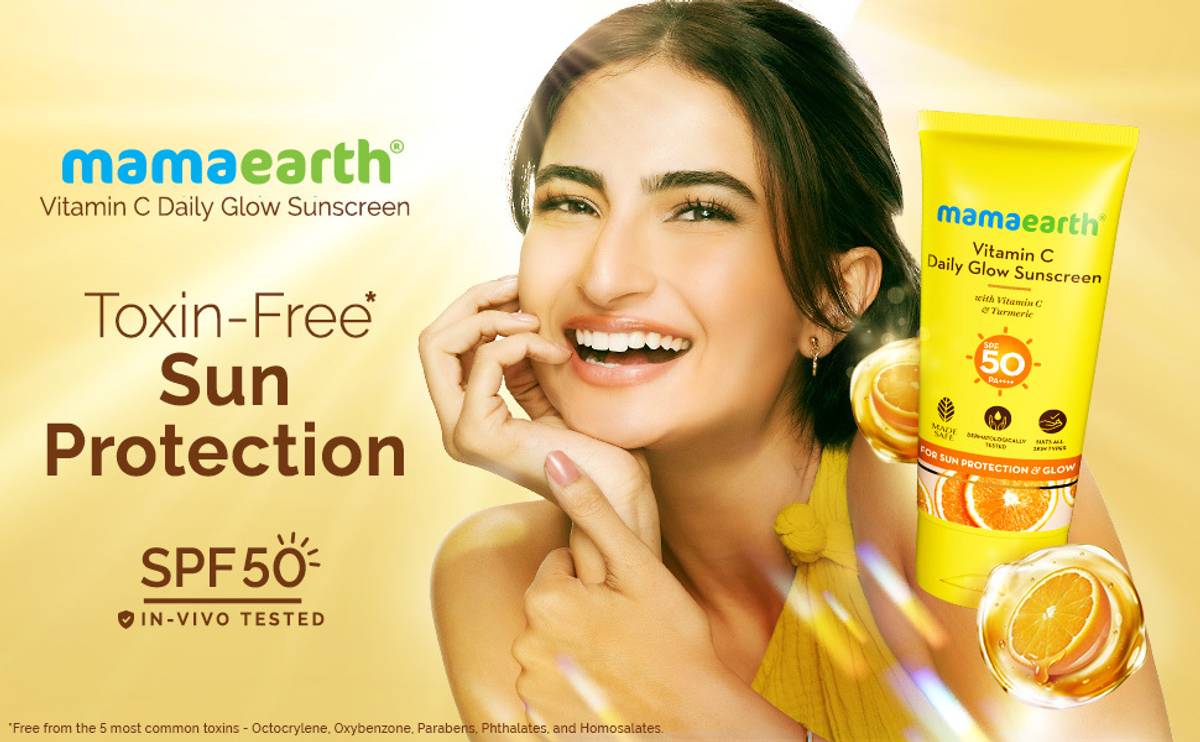 Mamaearth Sunscreen - SPF 50 PA++++ Daily Glow with Vitamin C & Turmeric for Sun Protection